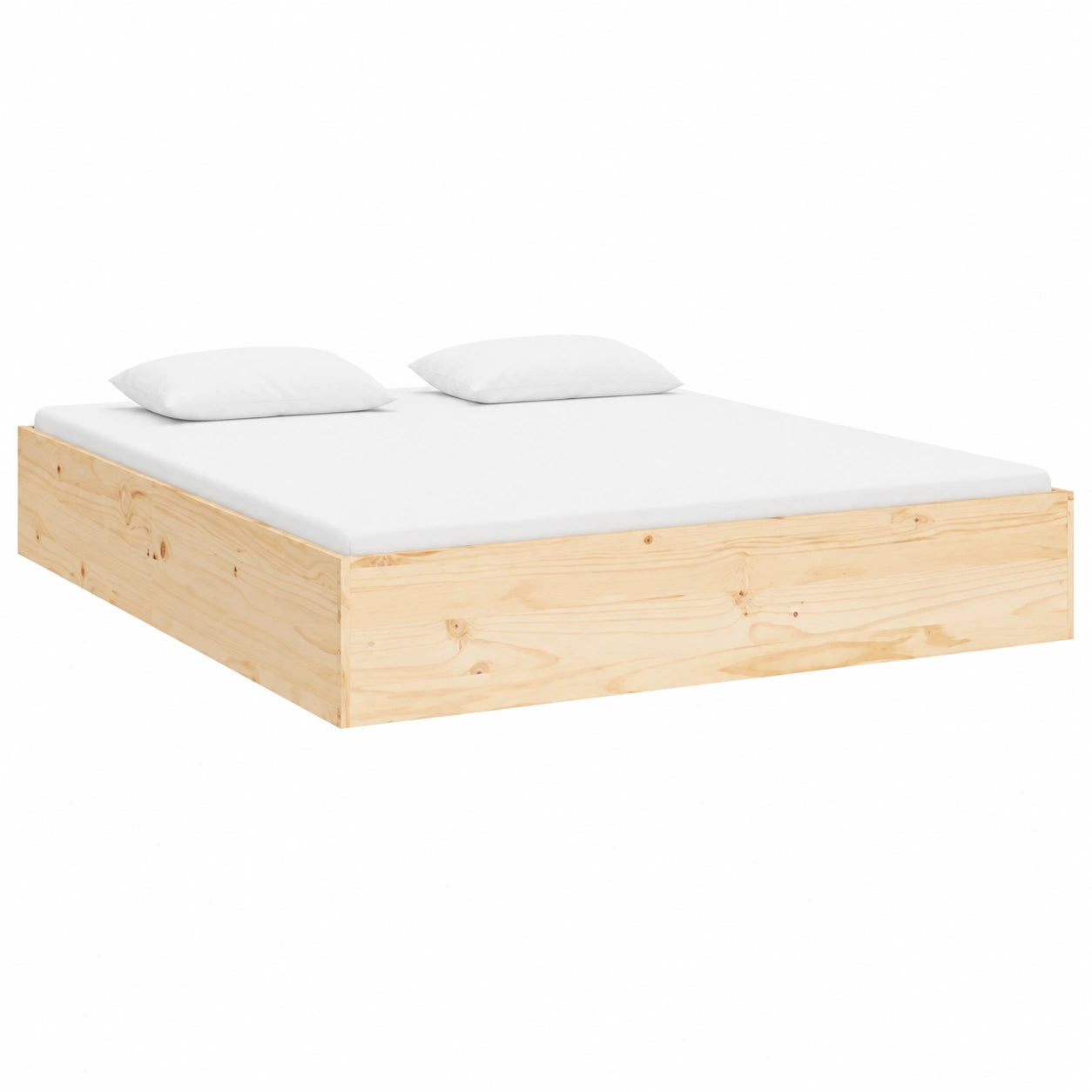 Lit, 140 x 190 cm, avec sommier, en bois massif, coloris naturel, 193 x 142,5 x 23 cm, pour la chambre