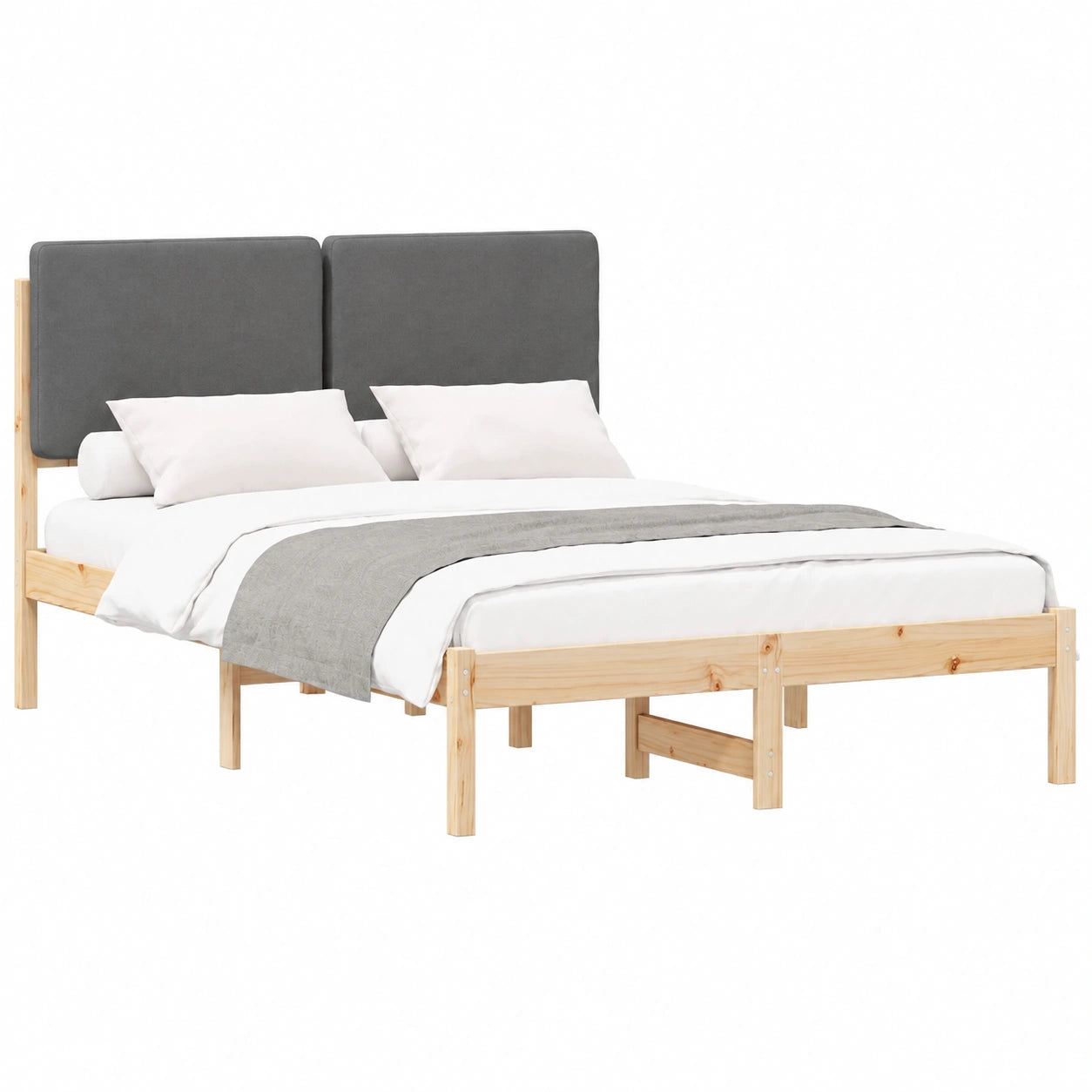 Lit, rembourré, coloris gris, pour la chambre