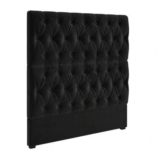 Lit, en velours, réglable, coloris noir, pour la chambre