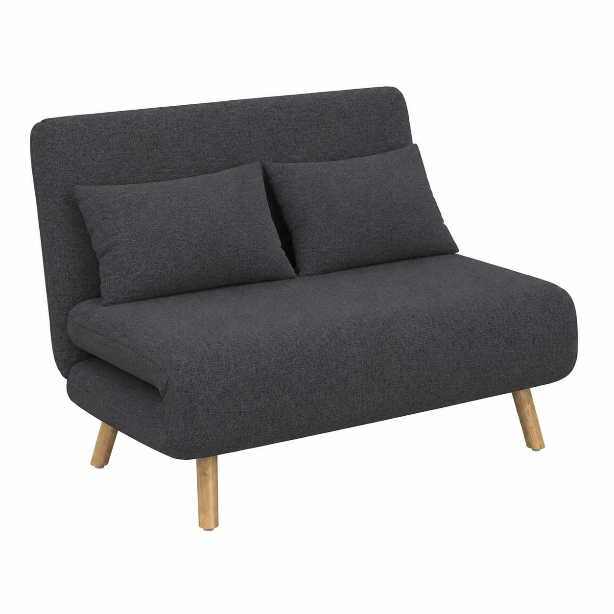Canapé convertible, 2 places, en tissu, coloris gris et anthracite, 120 x 190 cm, pour le salon ou la chambre d’amis