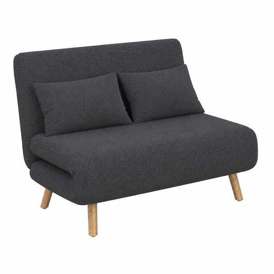 Canapé convertible, 2 places, en tissu, coloris gris et anthracite, 120 x 190 cm, pour le salon ou la chambre d’amis
