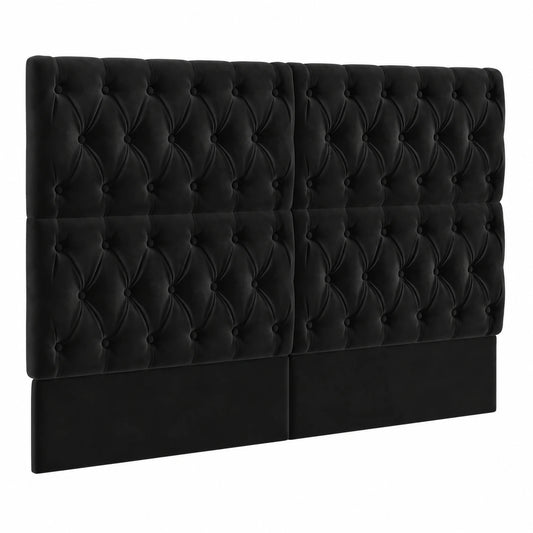 Lit, réglable, en velours, coloris noir, pour la chambre