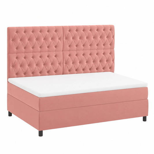Lit, en velours, réglable, coloris rose, pour la chambre