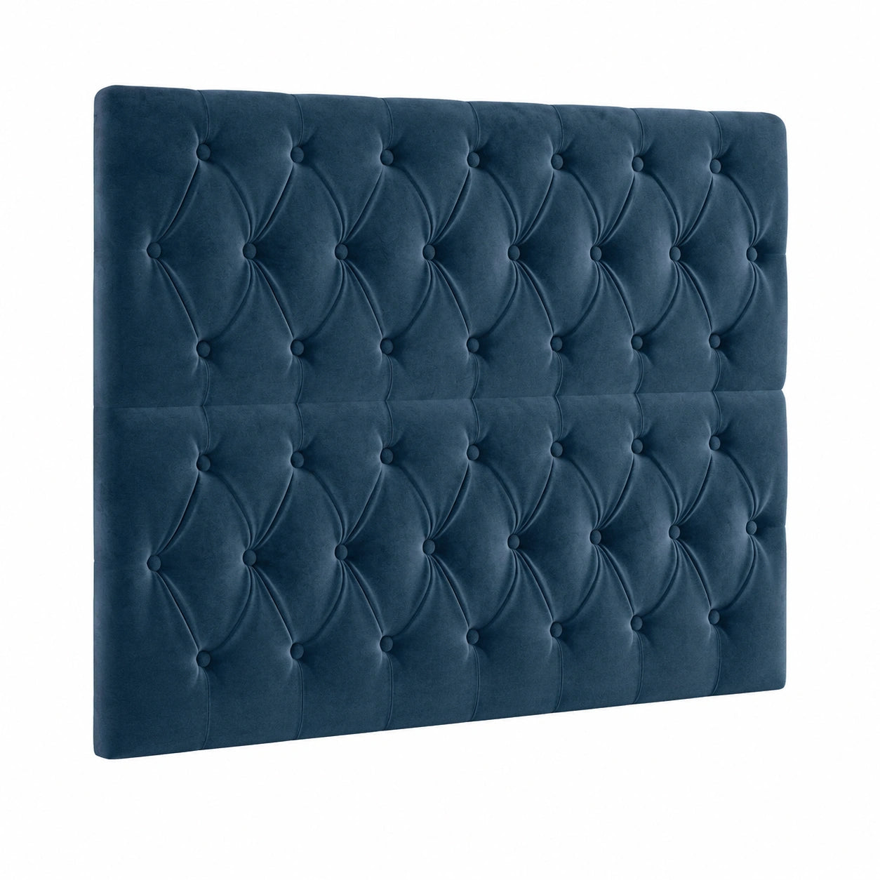 Lit, en velours, coloris bleu, pour la chambre