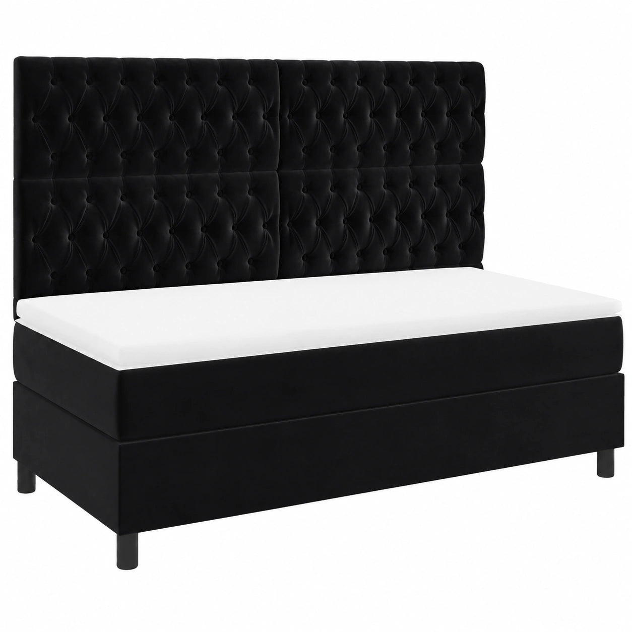 Lit, en velours, coloris noir, pour la chambre
