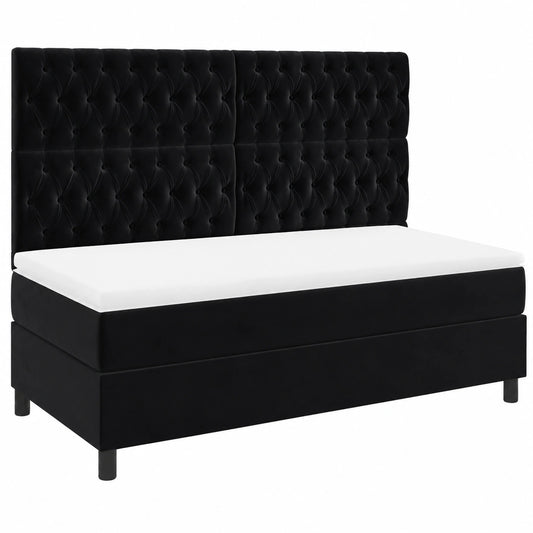 Lit, en velours, coloris noir, pour la chambre