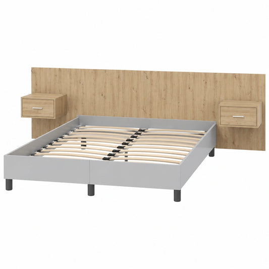 Lit, en chêne, avec rangement, 3 pièces, pour la chambre
