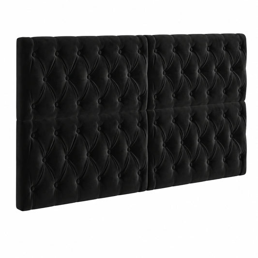 Lit, réglable, en velours, coloris noir, pour la chambre