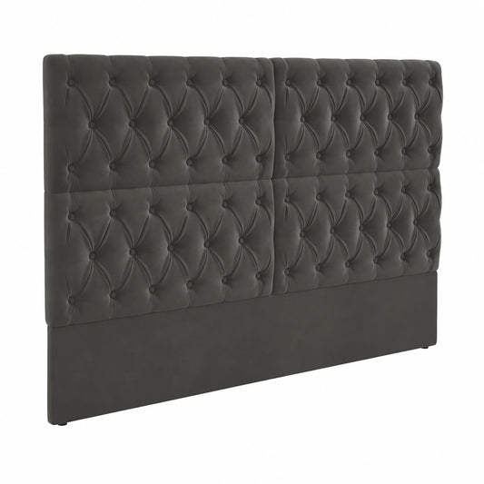 Lit, en velours, réglable, coloris gris, pour la chambre
