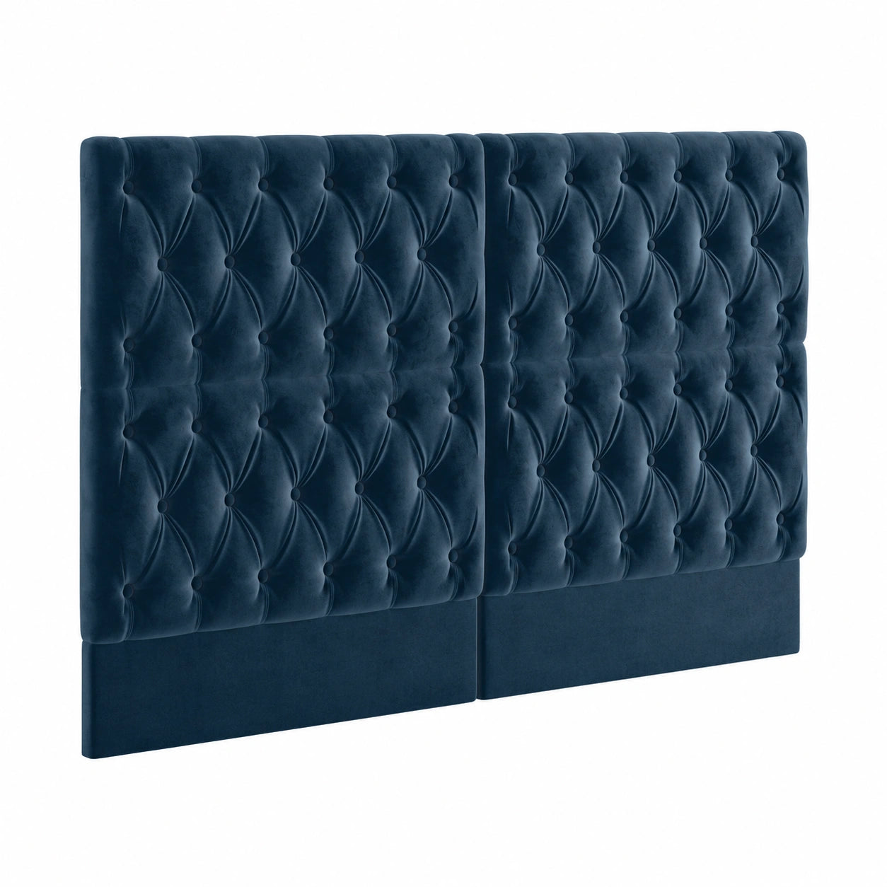 Lit, en velours, coloris bleu, pour la chambre