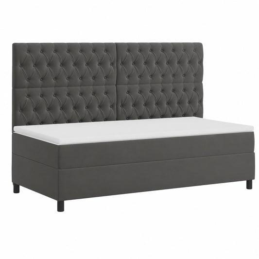 Lit, réglable, en velours, coloris gris, pour la chambre